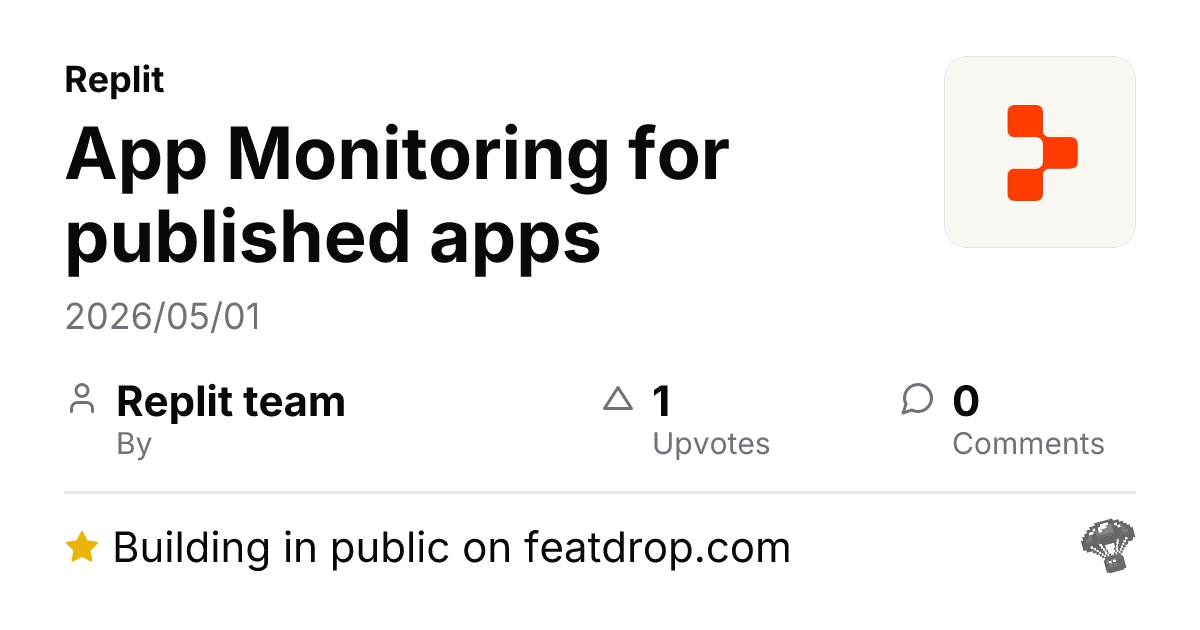App Monitoring for published apps — Replit — FeatDrop